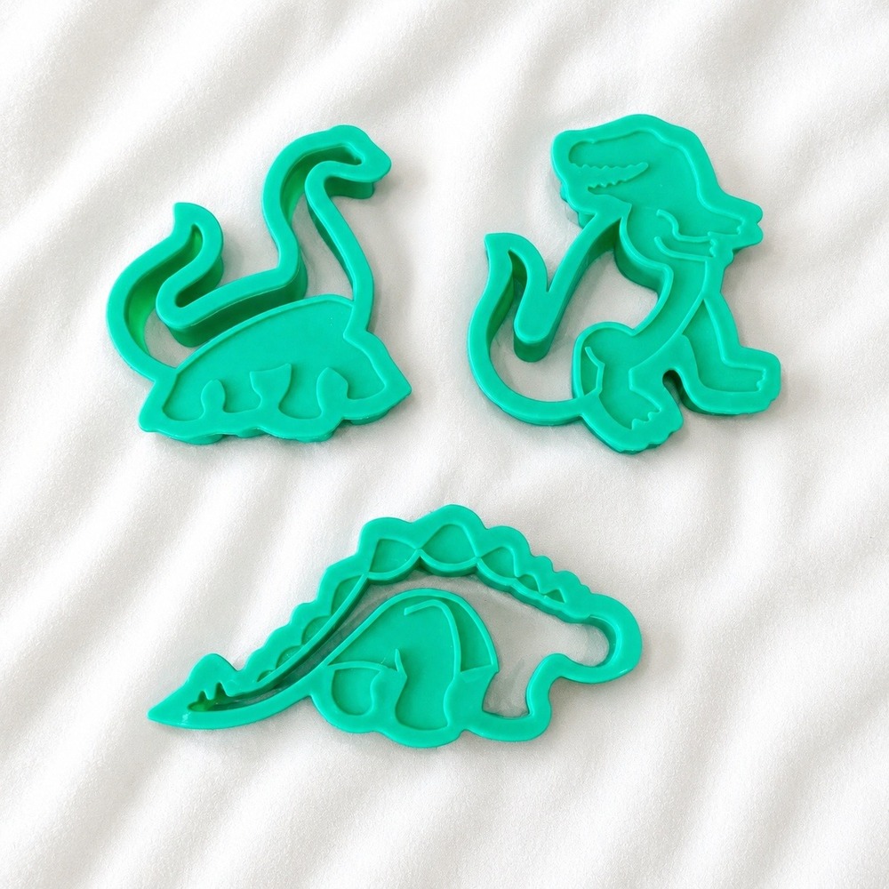 Dinosaur‎ Cookie Cutter Set 3 Pc Plastic Sandwich Bread Molds Bento Lunch